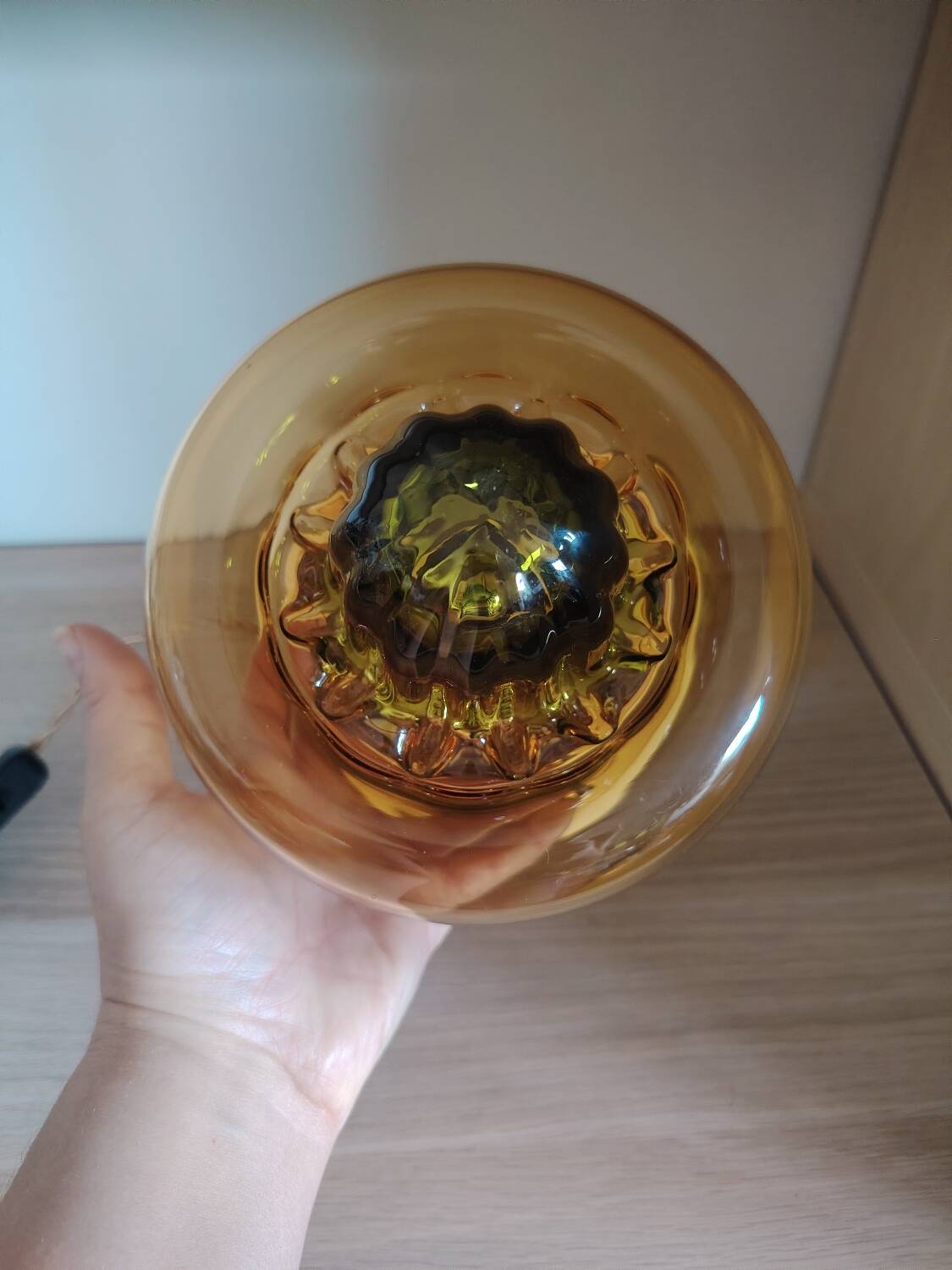 Amber green Murano globe as a lamp