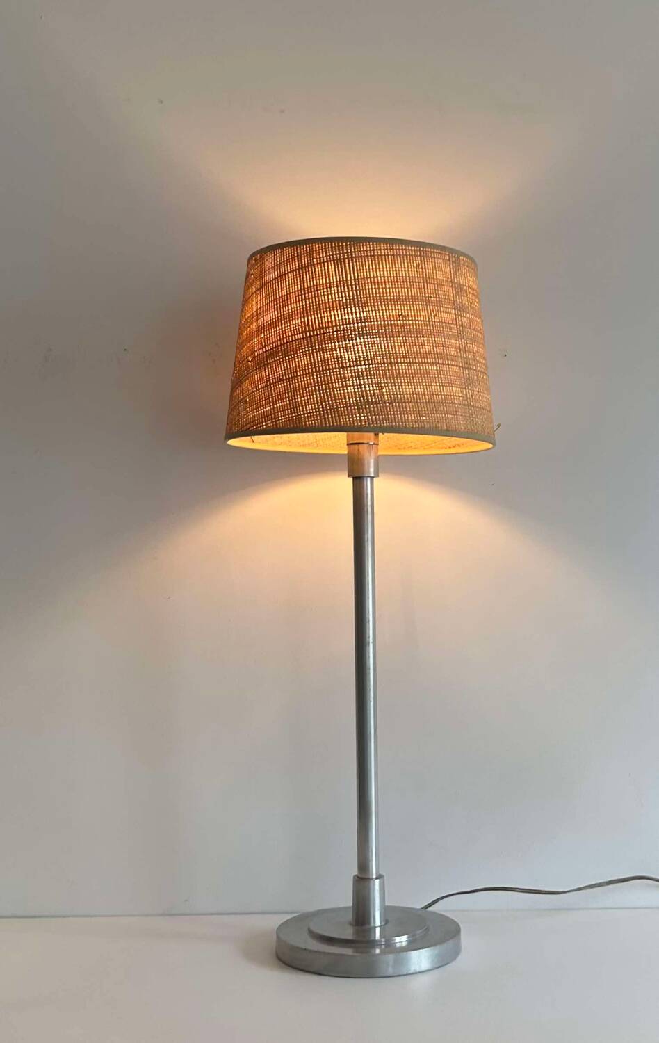 XL table lamp, chromed metal, France 1920