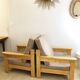 Pair of Scandinavian pine armchairs, 1970