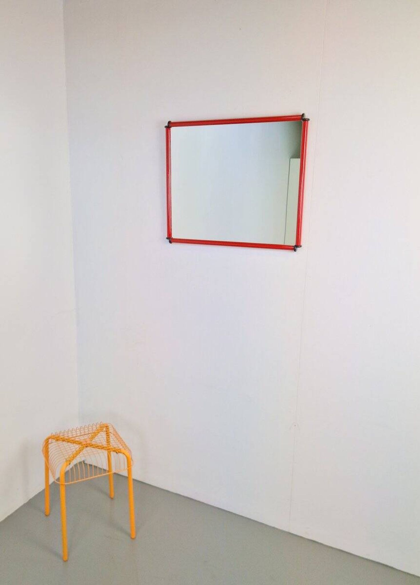 Italian Postmodern Red Frame Mirror, 1980s