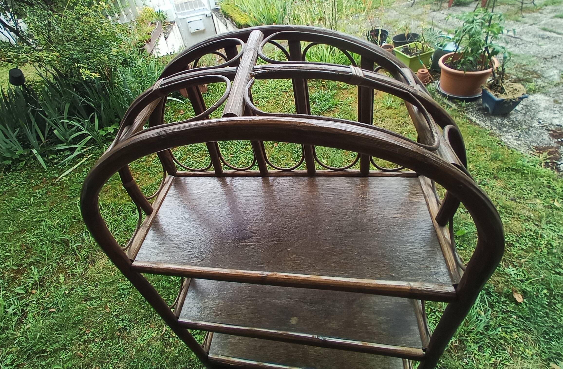 5-tier rattan bookcase shelf
