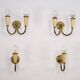 Set of four Mid-Century sconces in lacquer and brass. Italy 1950s