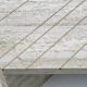 Table basse italienne en travertin avec incrustations en laiton, années 70