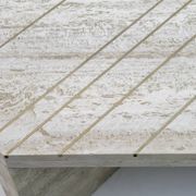 Mid-Century Italian Travertine Coffee Table with Brass Inlays, 70s