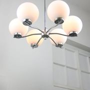 Lustre vintage en chrome et opaline, italie, 1970s