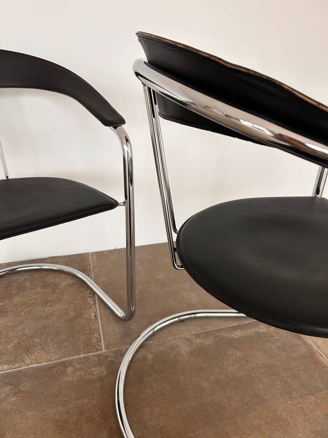 Chaises de bureau arrben italie années 70 chrome
