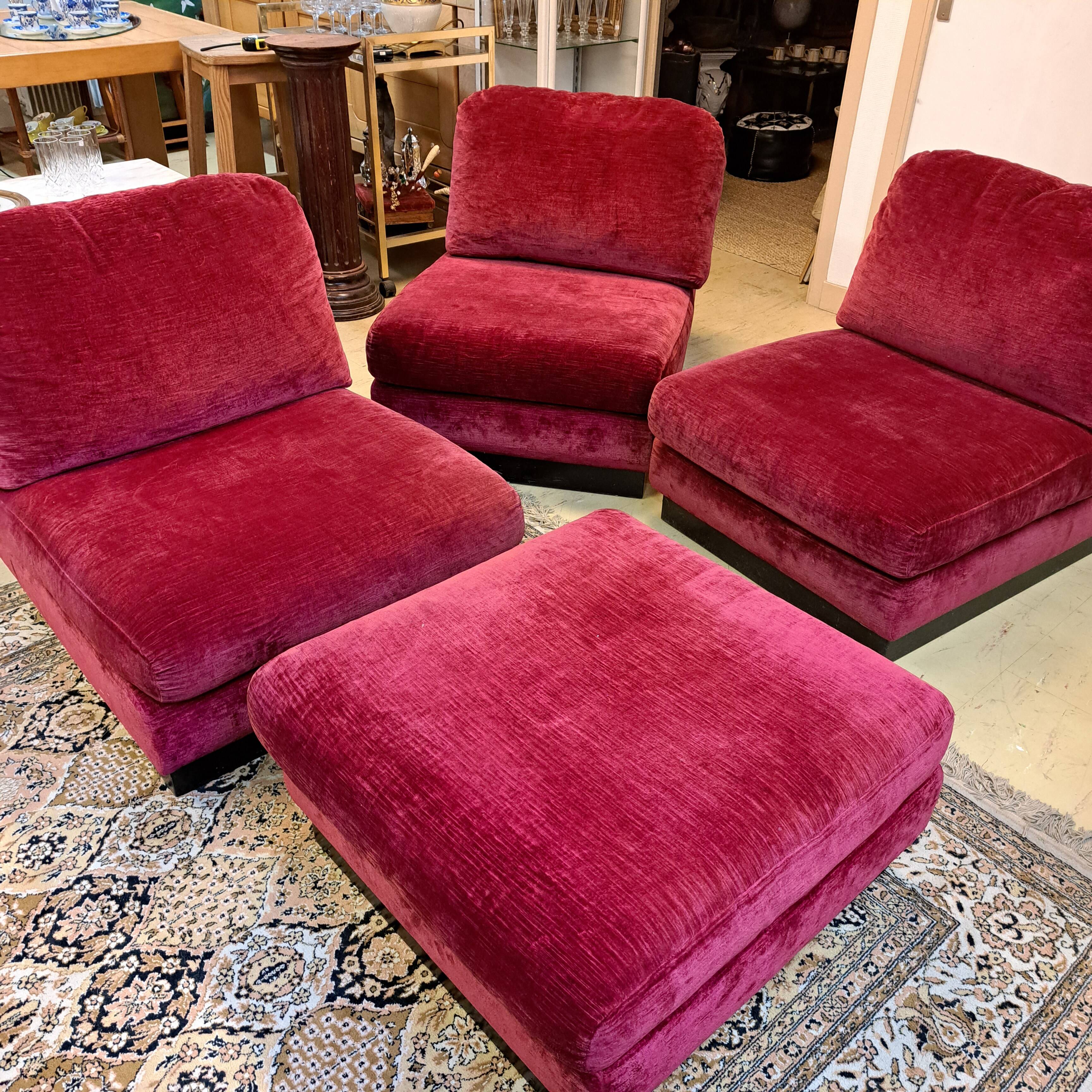 Vintage armchairs and pouf