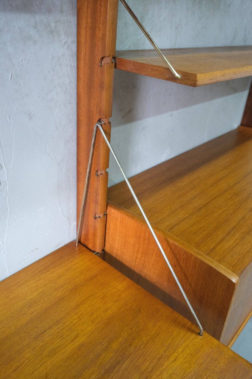 Mid-Century Modular Teak Free-Standing Wall Unit with Desk by John Texmon for Blindheim Mobelfabrik,