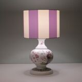 Large vintage ceramic table lamp with oriental images.