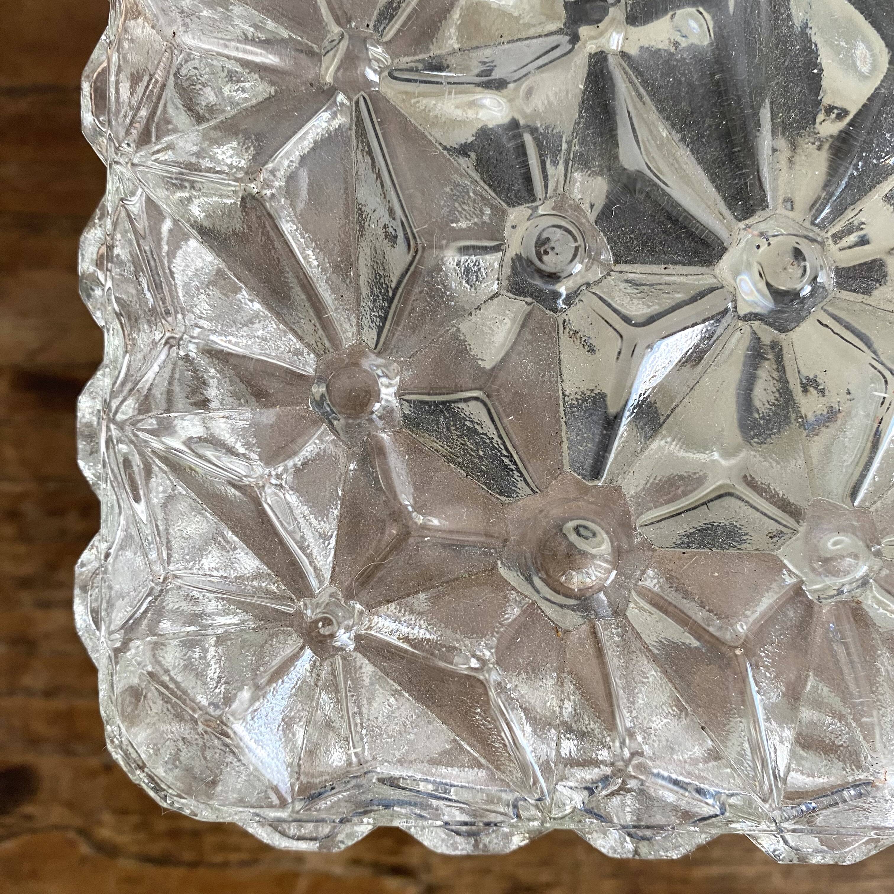 Vintage square molded glass ceiling light