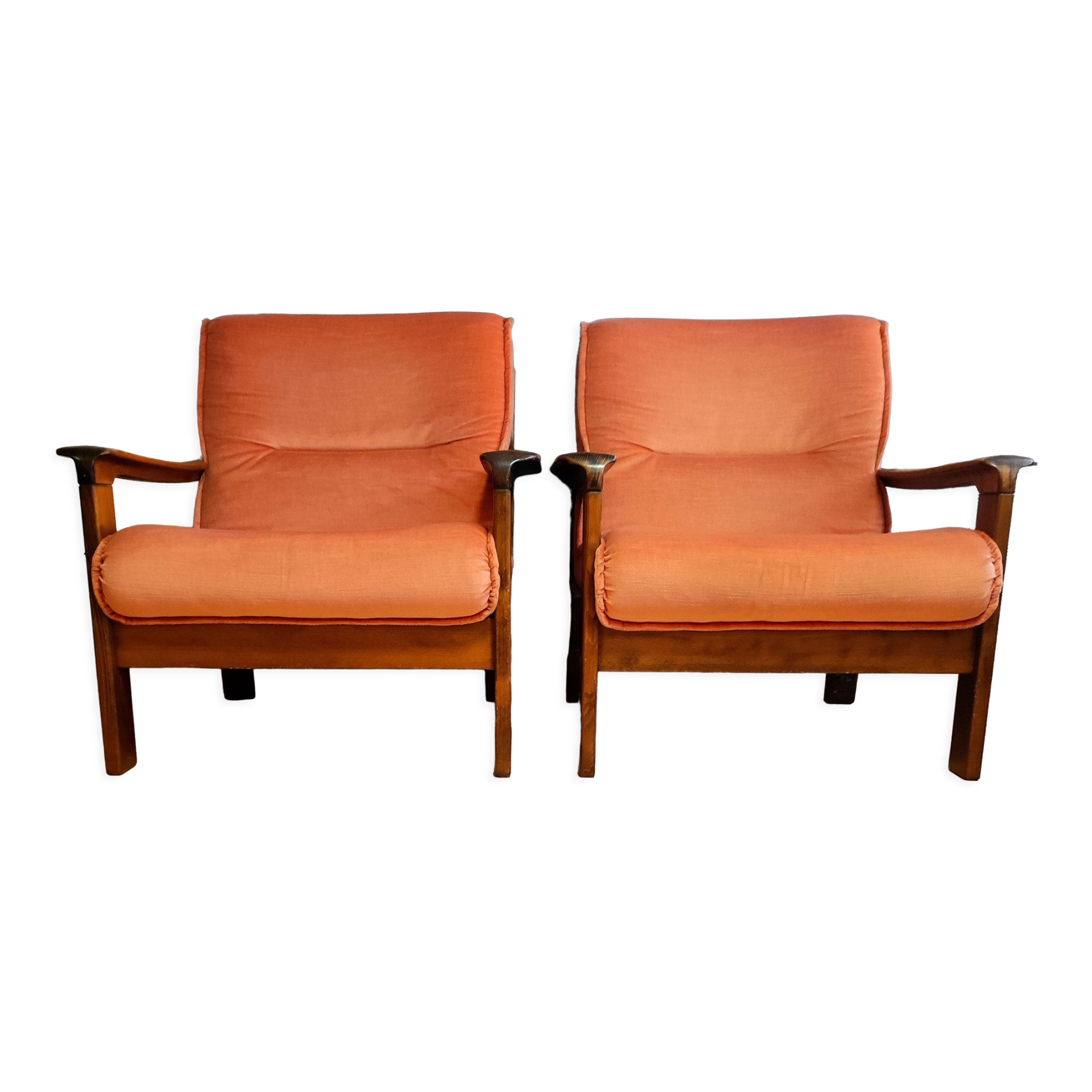 Set of 2 Danish velvet armchairs late 1960s