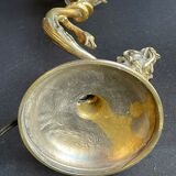Old table lamp in bronze and brass gilded with satyr and snake