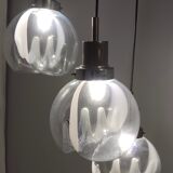 Murano glass and varnished metal 3-light pendant by Toni Zuccheri for Venini