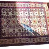 Shirvan urss oriental rug wool handmade rectangular 1940 burgundy and ecru with fringes 100% wool