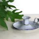Gray and blue cellar rat candle holder, enameled metal, vintage