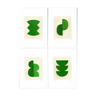 4 abstract paintings - Twins + lips + Trio + June - signed Eawy