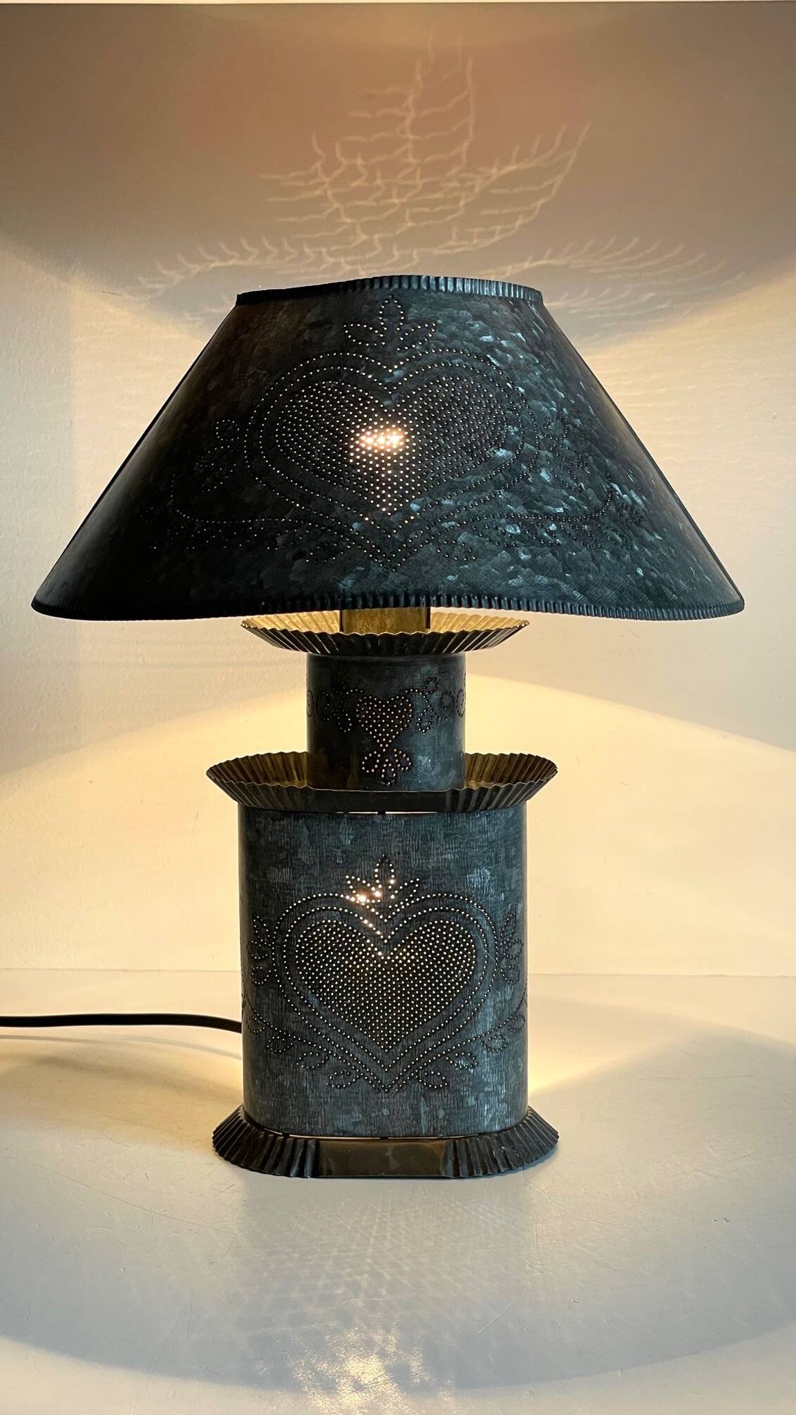 LAMPE Coeur ZINC Vintage