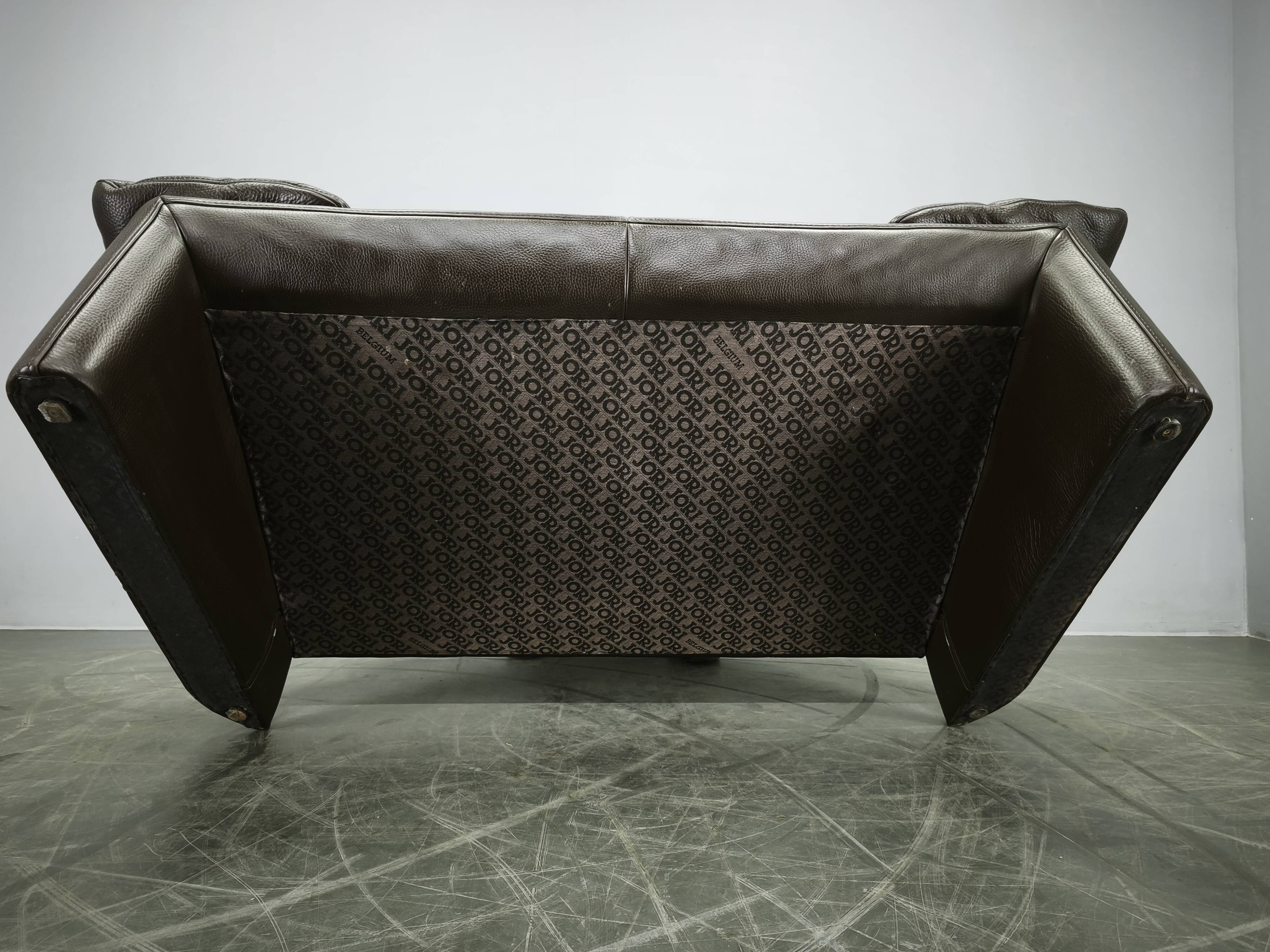 Jori Belgian Full Grain Leather Freestanding Two-Seat Sofa, 1990s