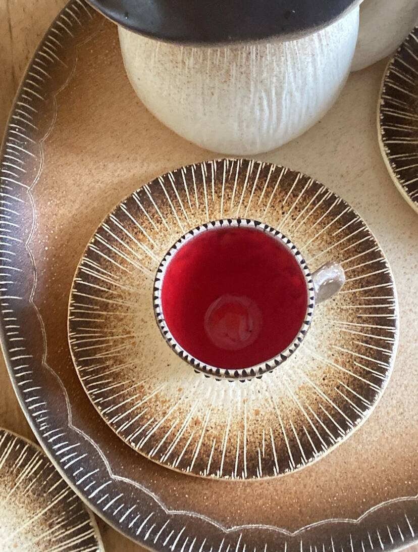 Mushroom-shaped earthenware service by Bruno Dose, vintage 1960s