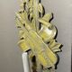 Walnut wood wall lamps, painted in yellow patina grey