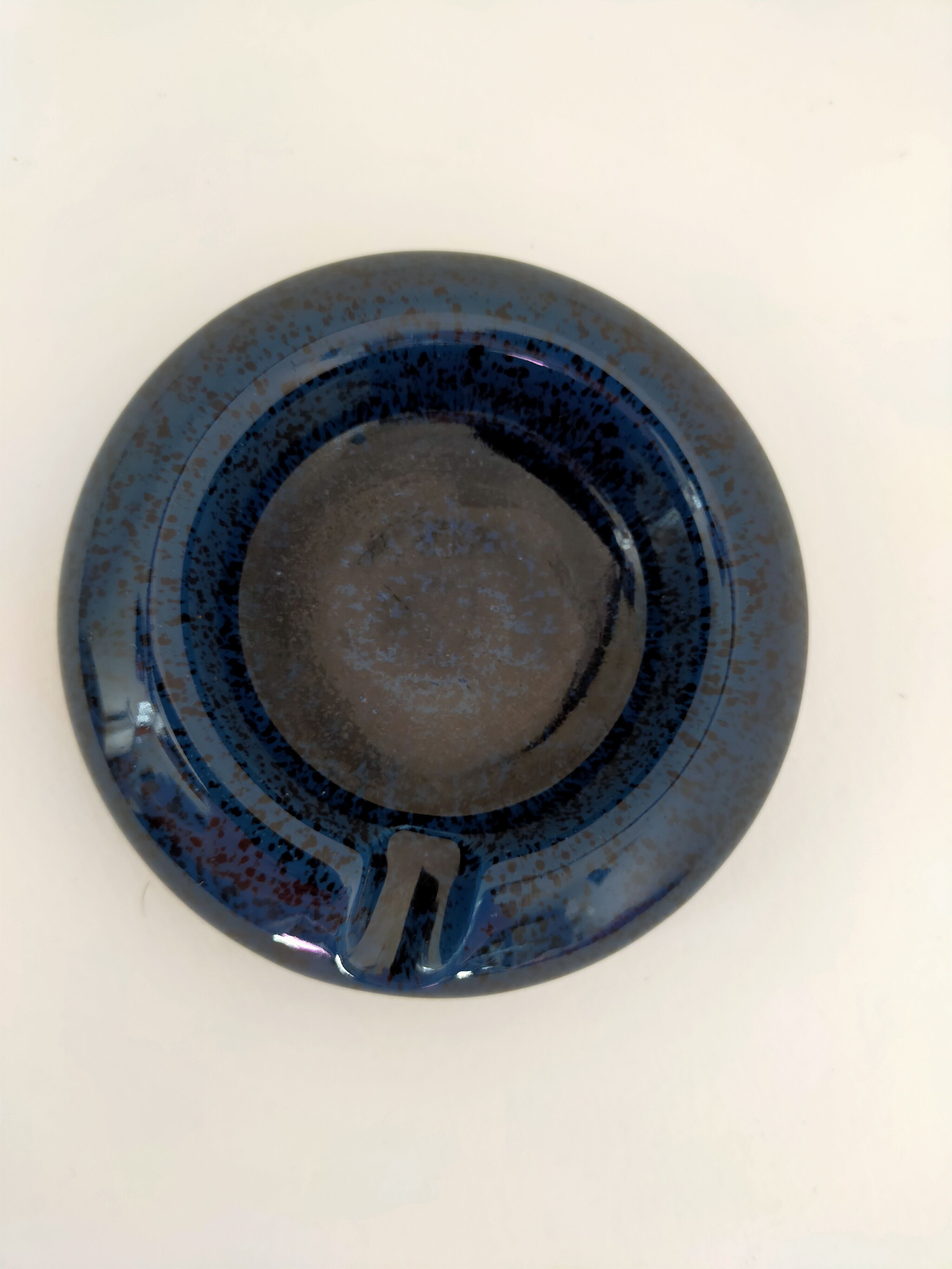 Vintage blue ashtray signed