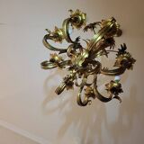 Set of painted metal chandeliers with flower decor