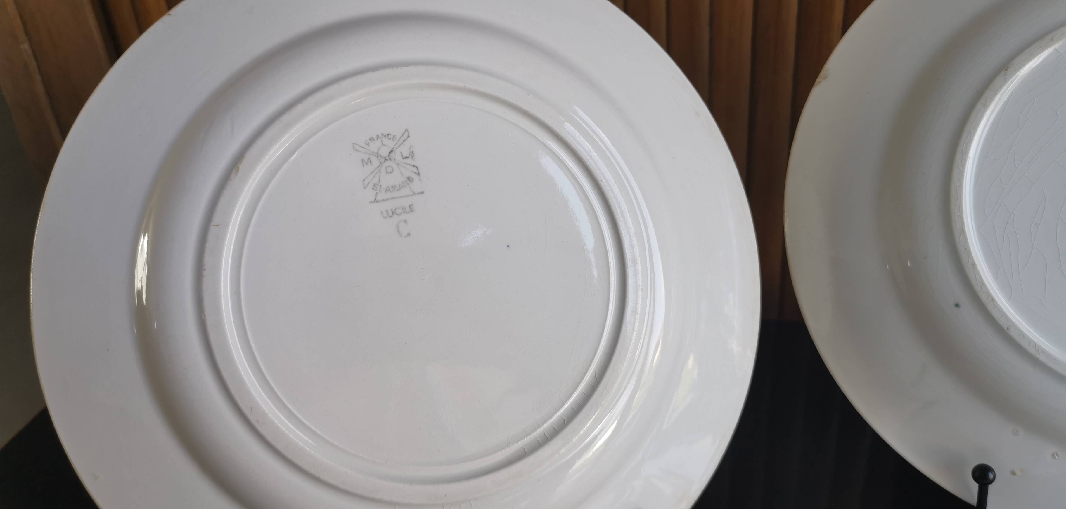 6 assiettes anciennes dépareillées bleues et blanches, St Amand, Moulin des Loups