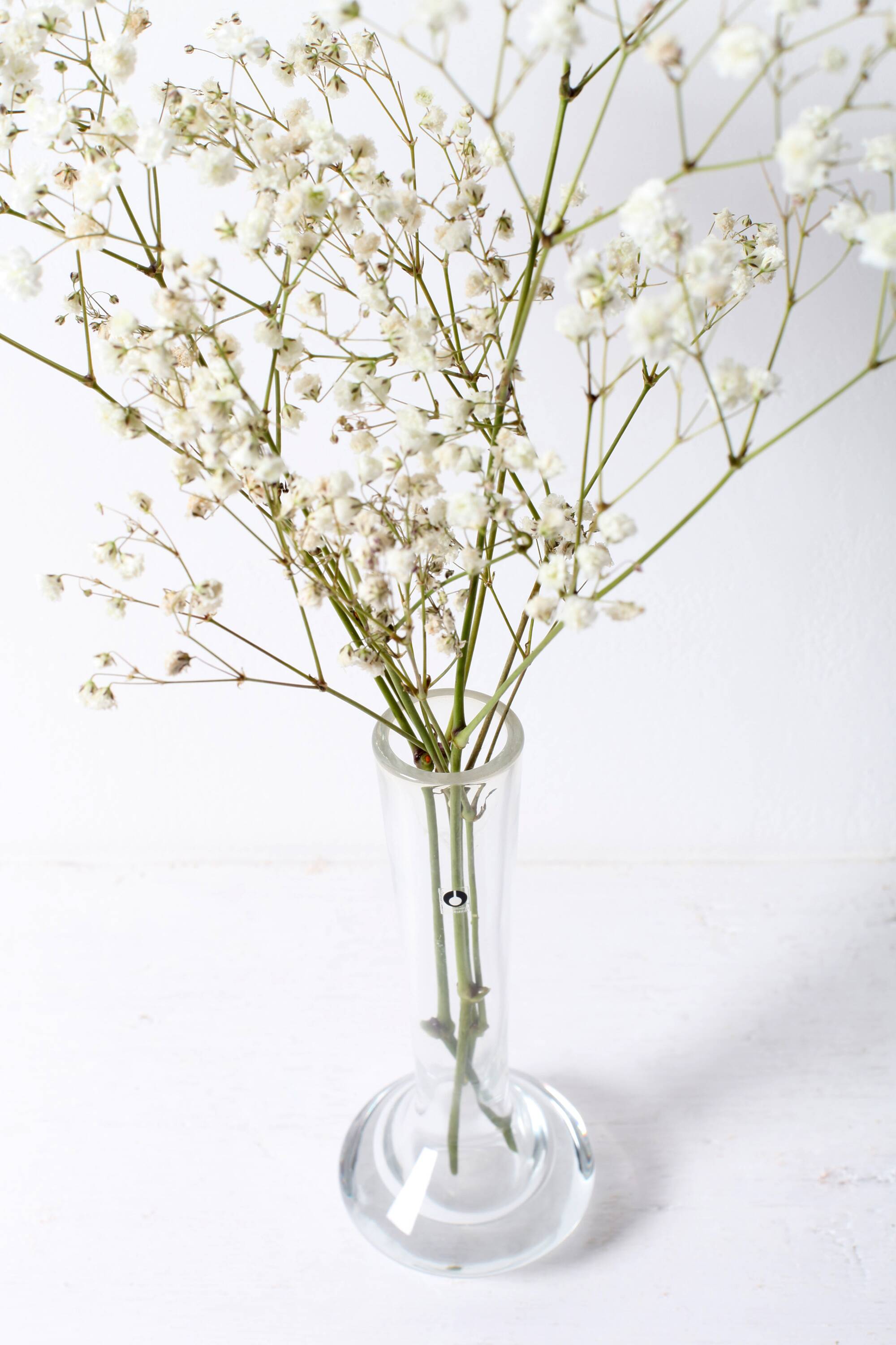 Small Vintage Clear Single Flower Glass Vase / Pukeberg / Sweden / 1960s