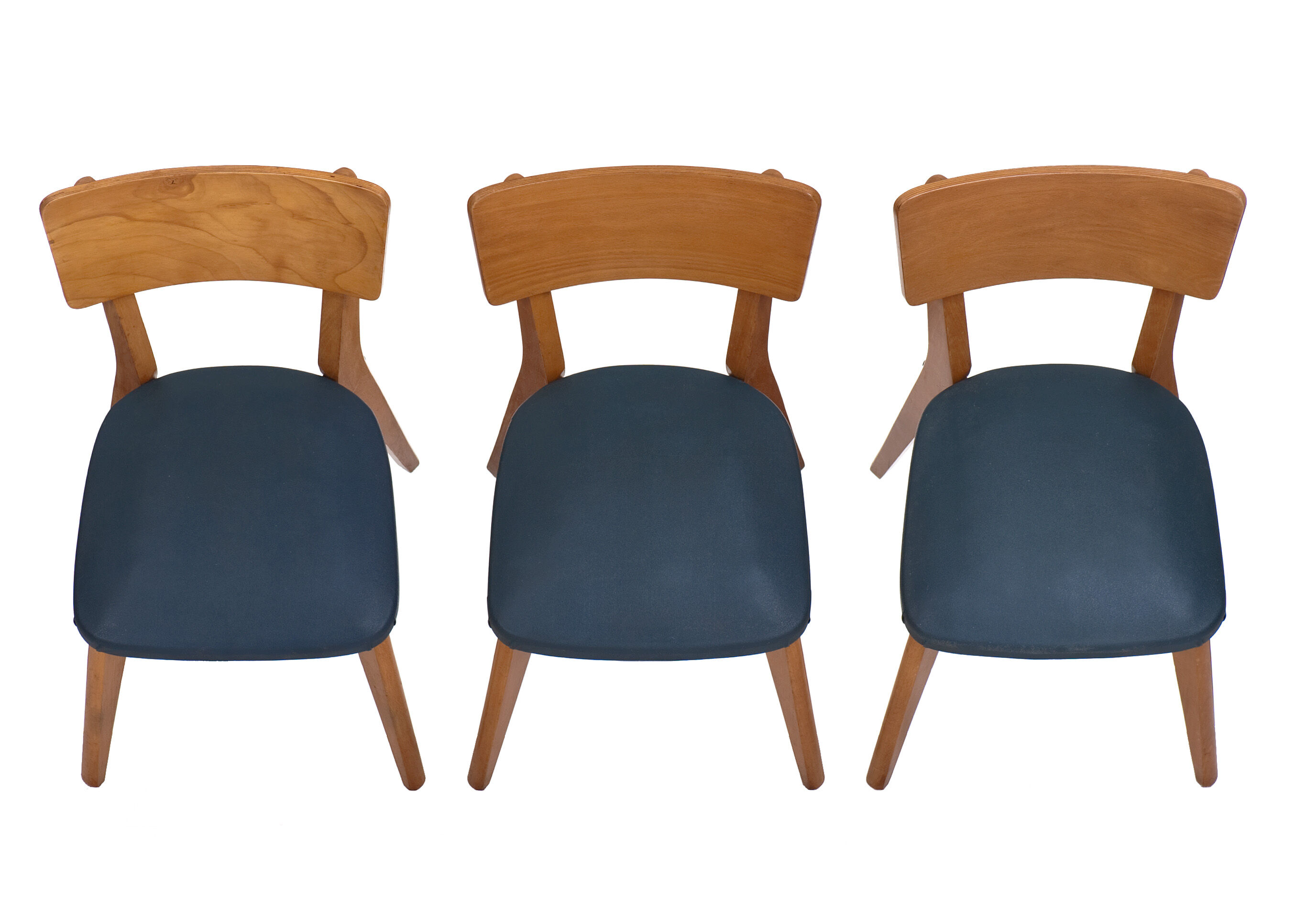 3 vintage chairs 1960 Monobloc compass feet and duck blue ska