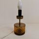 Swedish table lamp foot, made of wood, amber bubble glass and brass
