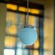Vintage blue ribbed glass art deco hanging lamp 1950s