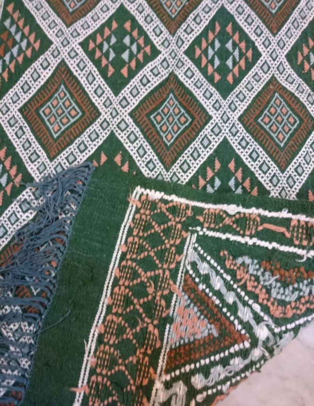 Green kilim rug 93x189cm