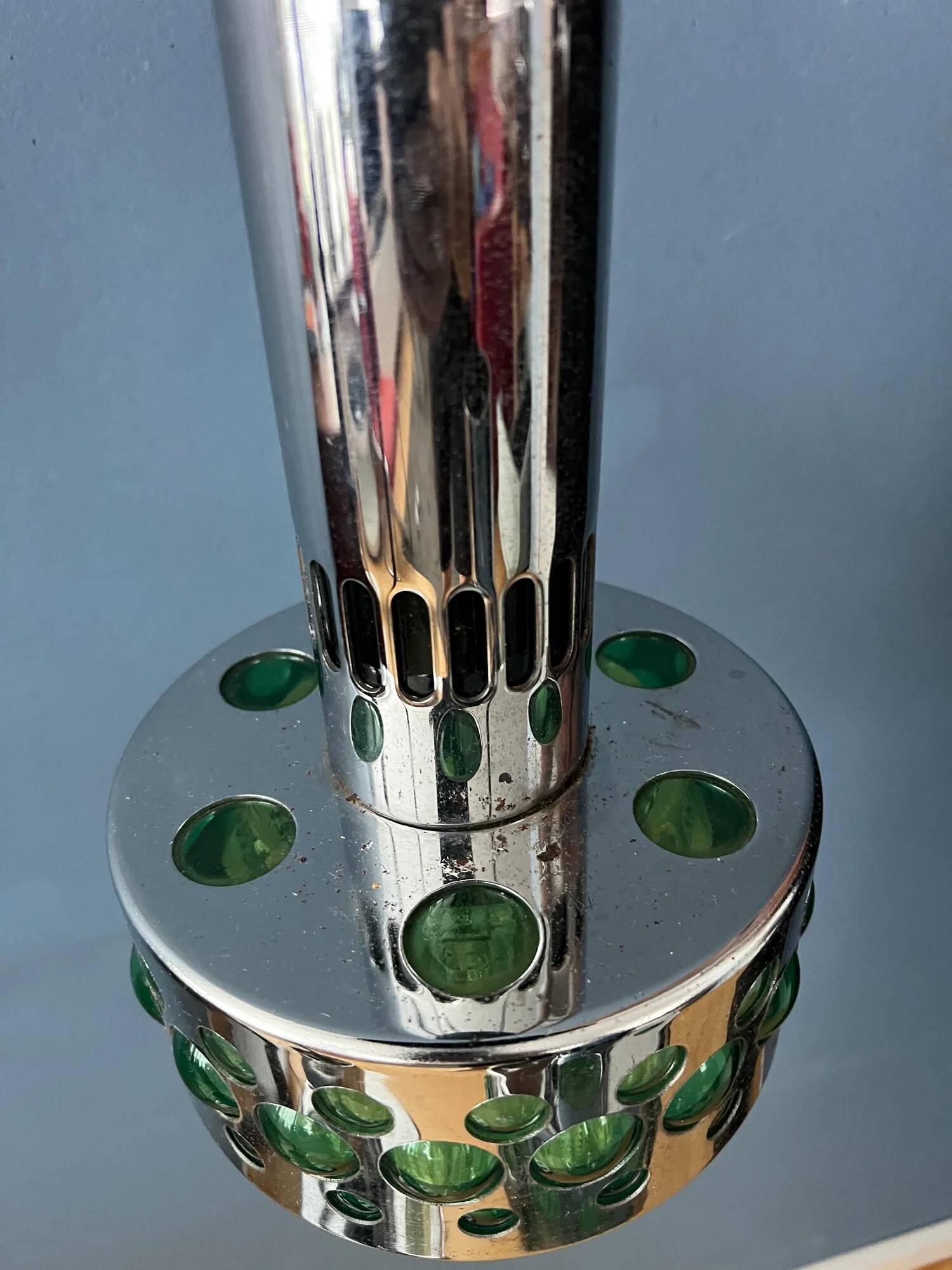 Vintage space age massive green waterfall pendant light