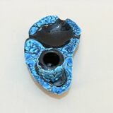 Candle holder ashtray blue fat lava glacier enamels cyclops ceramic pottery Annecy