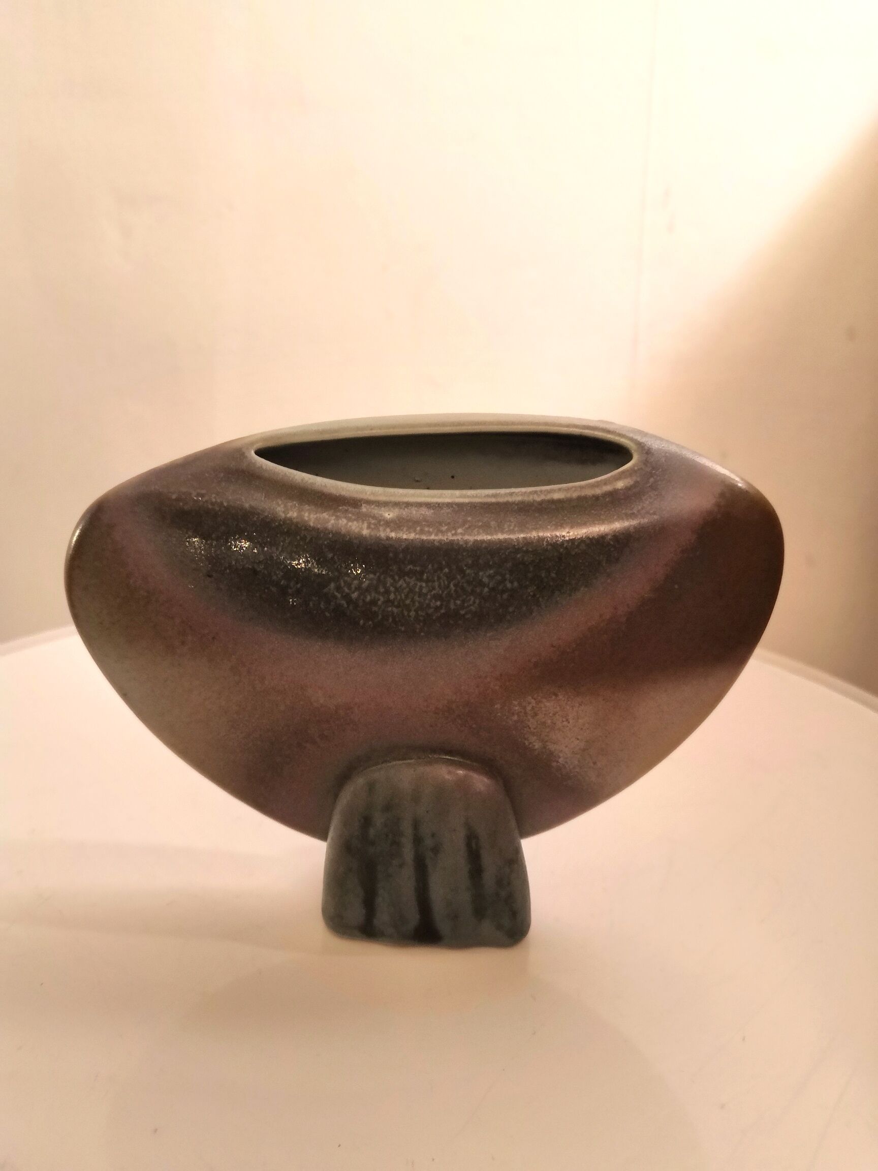 Ceramic lentil vase signed by a dove design 60s