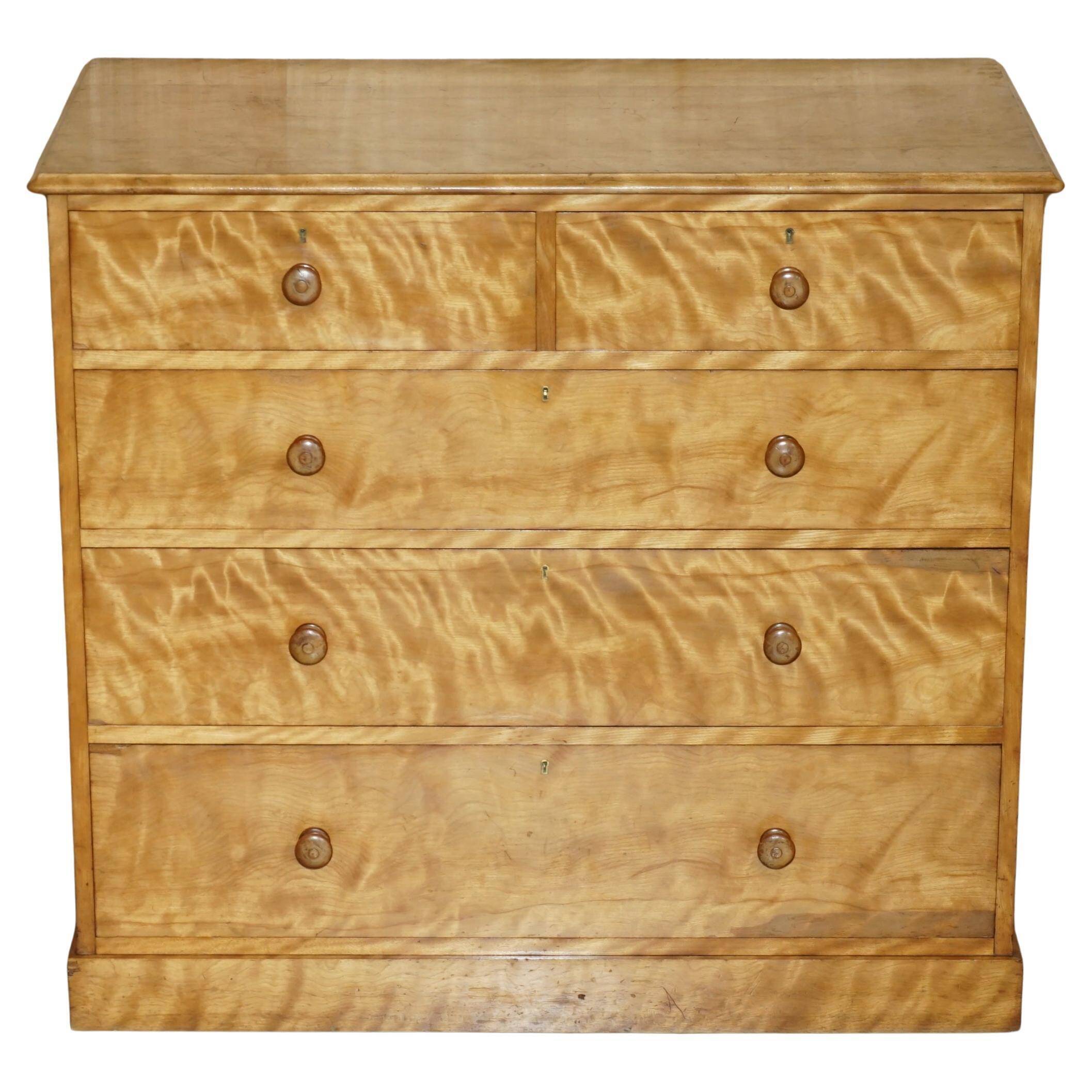 Victorian Commode in Satin Birch by Holland & Sons 1880