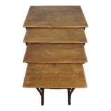 4 nesting tables in art nouveau wood with floral decor
