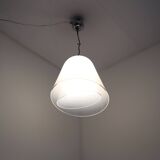 1970s Murano glass "Giglio" double dome pendant lamp by LAMPERTI