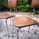 Set of 3 faux leather/steel chairs from the 50s/60s