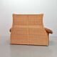 Gerard van de Berg Cognac Patchwork Leather 2-Seat Rockstyle Cane Sofa 70s