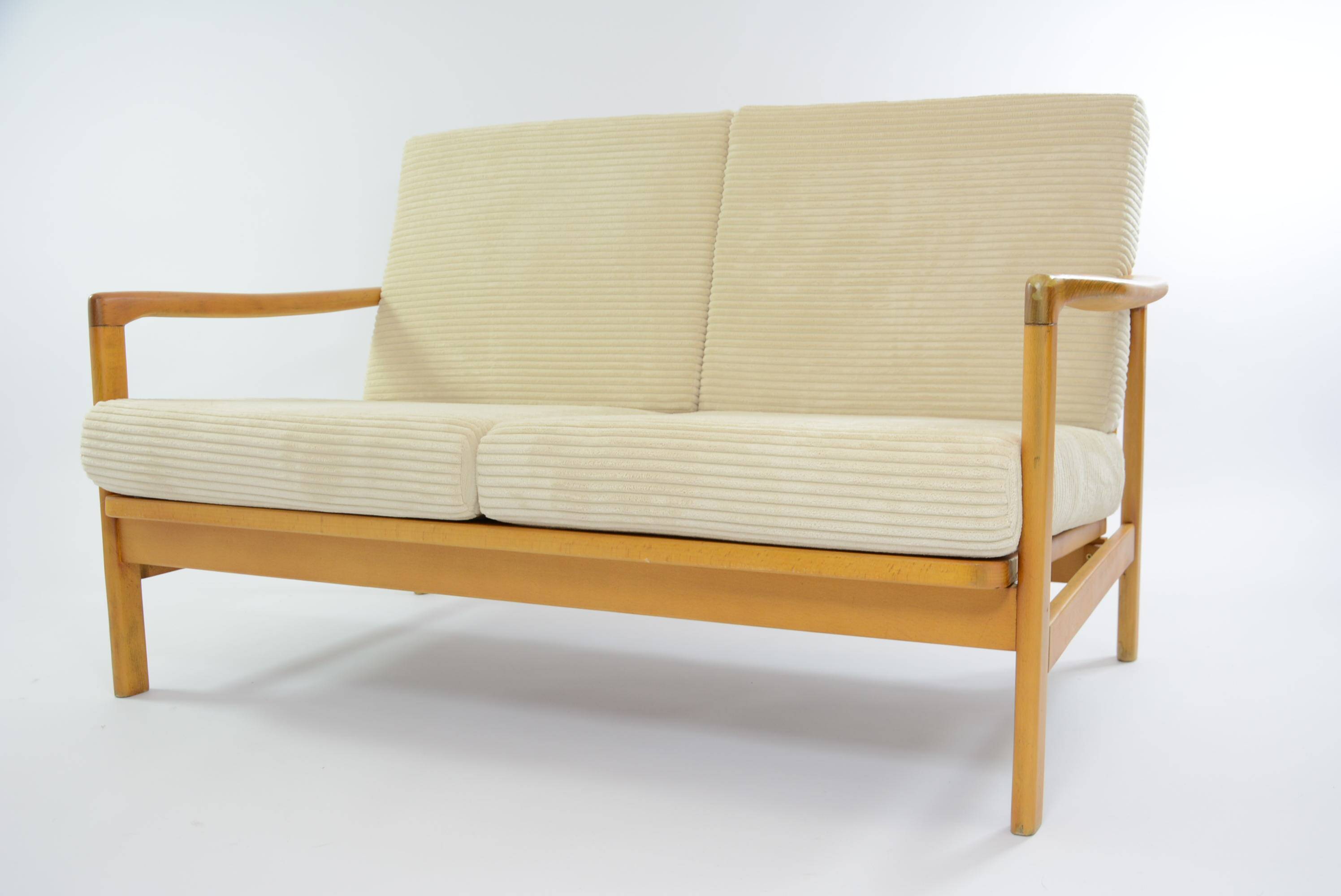 Cream corduroy 2-seater bench seat