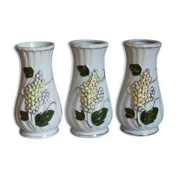 Three ancient lilac slurry vases