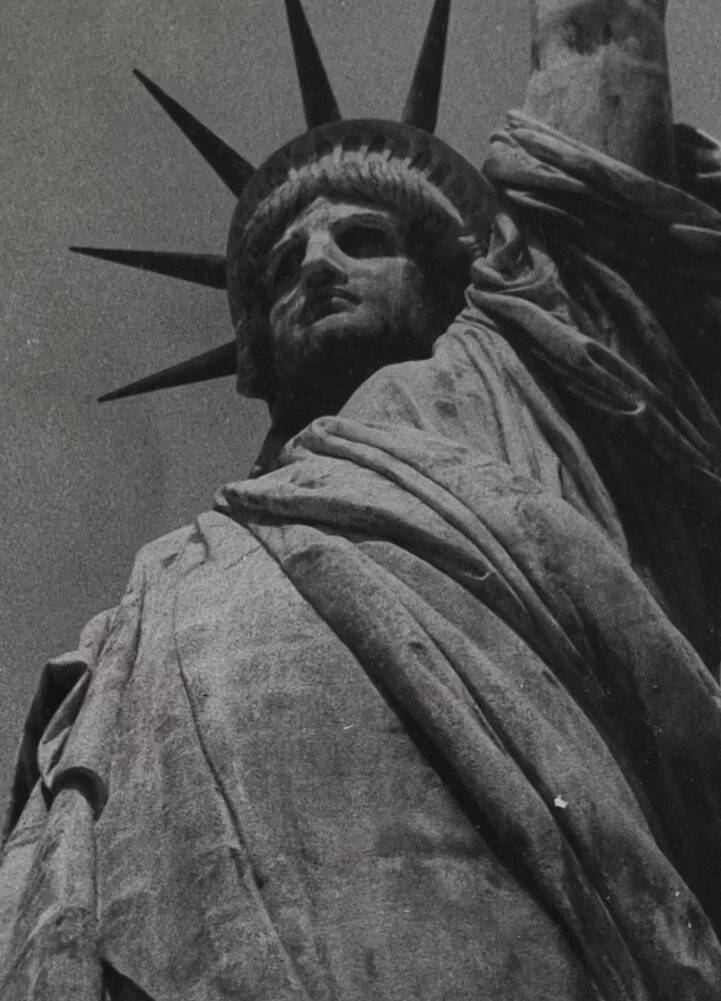 Vintage black and white photographic print, Statue of Liberty, 40 x 50 cm