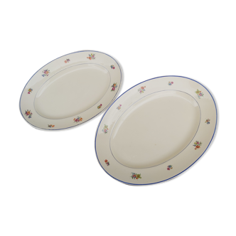 Set of 2 oval dishes half porcelain Luneville Keller and Guerin