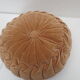 Vintage round cushion in velvet grège / chamois of 36cm in diameter