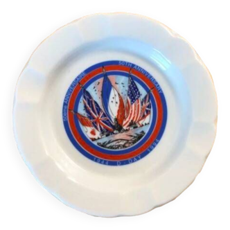 Ashtray or empty pocket in vintage Limoges porcelain 50th anniversary of the landing