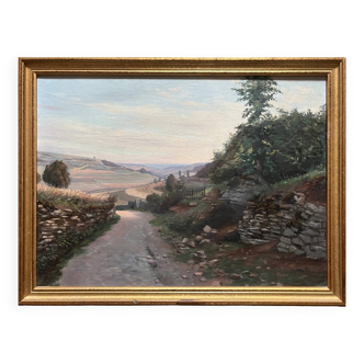 HST painting "Back Coast - surroundings of Dijon" Côte d'Or Landscape of Burgundy