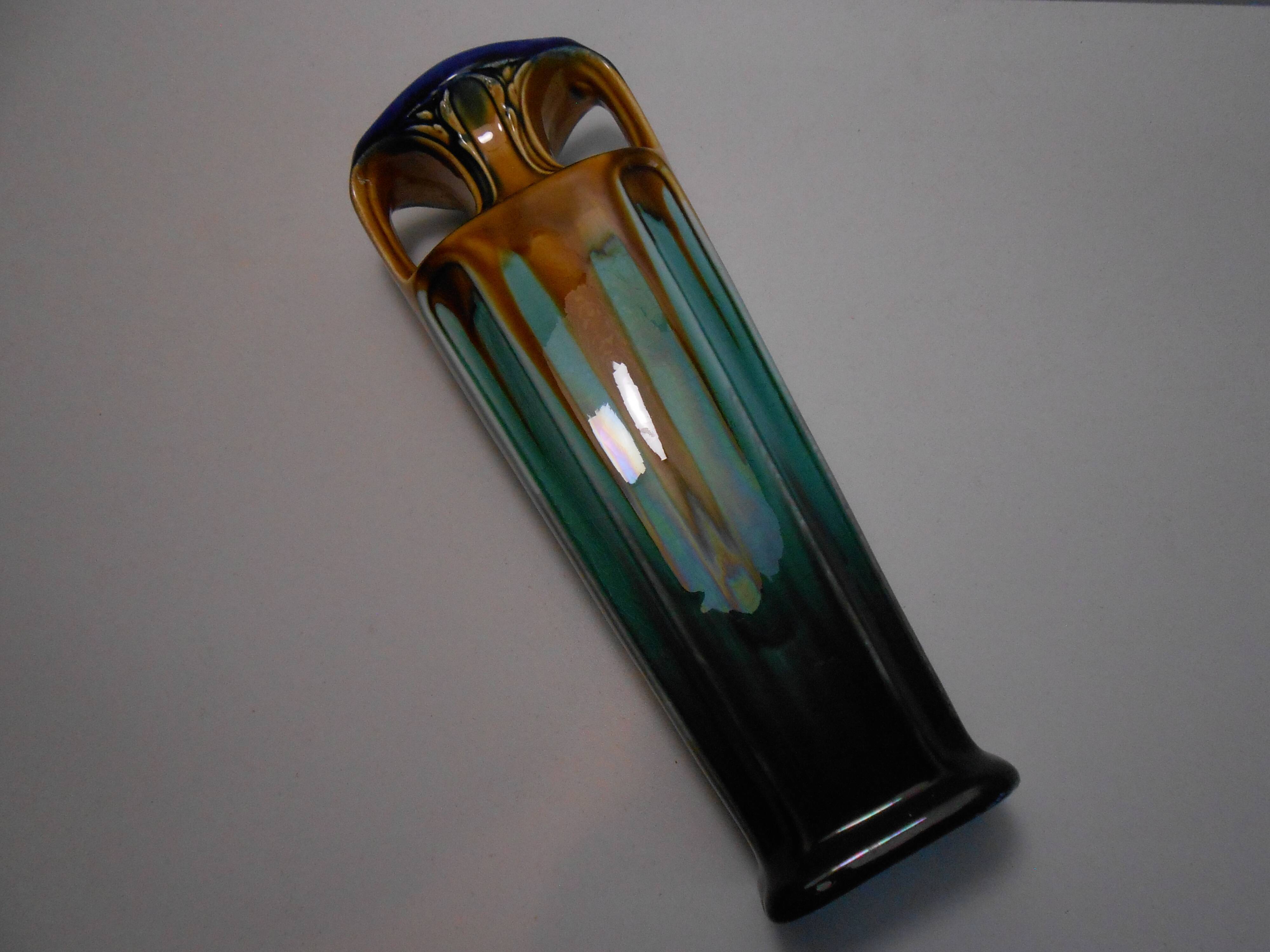 Vase polychrome art deco orchies