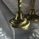 Pair of candlesticks in bronze and brass 18th century Louis XVI era