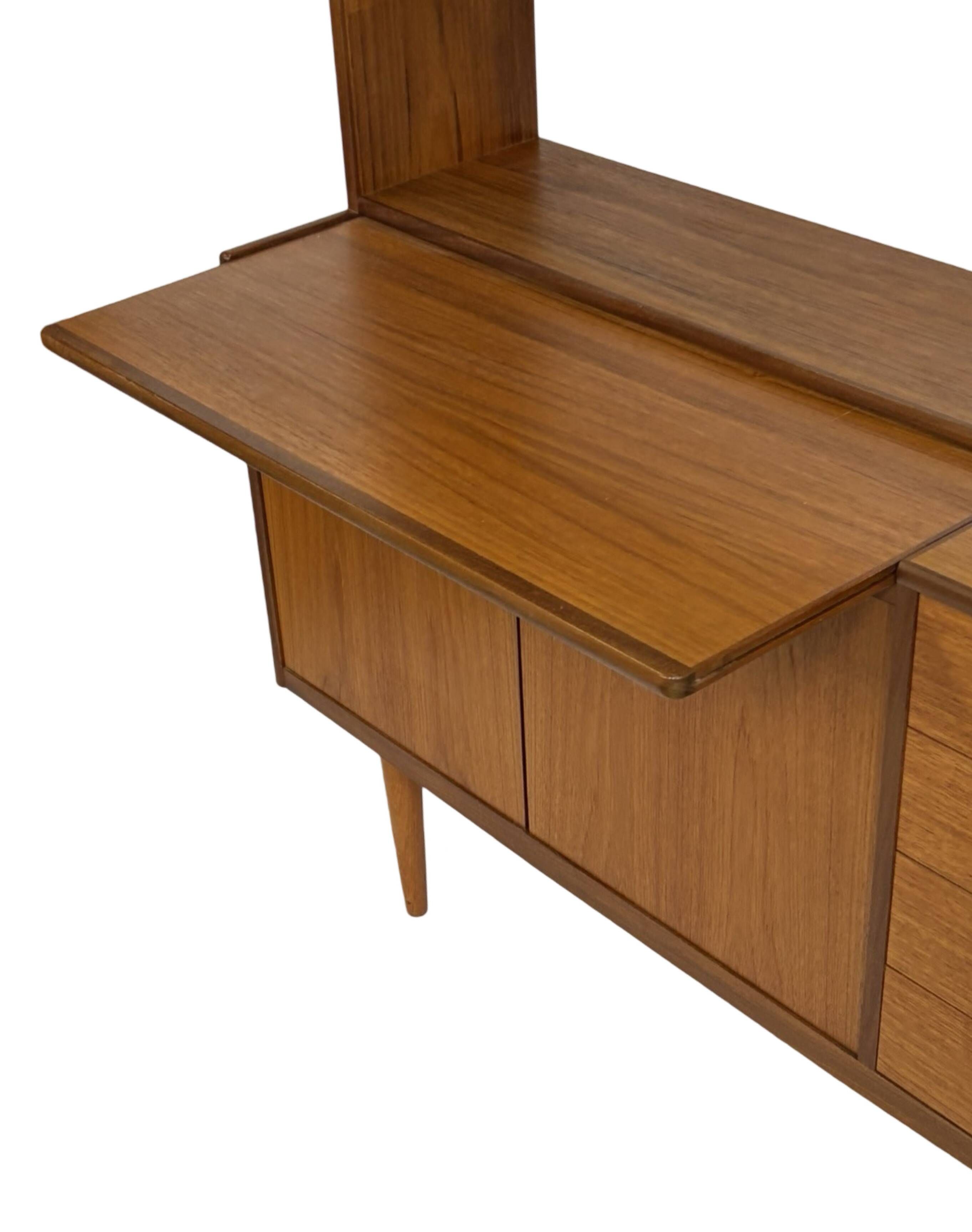 Vintage teak wall cabinet bookcase workplace Danish Design 60's